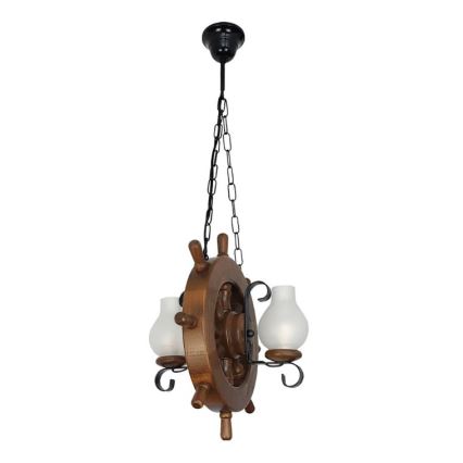 Brilagi - Suspension chaîne TIMONA 2xE14/40W/230V hêtre/noyer