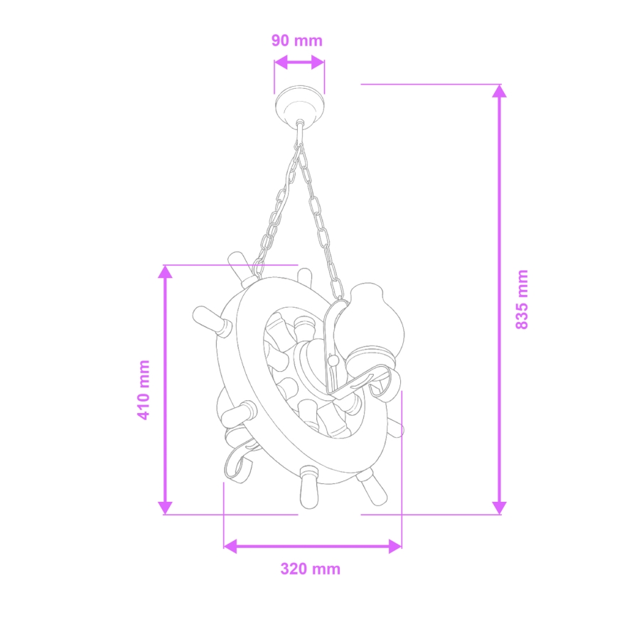 Brilagi - Suspension chaîne TIMONA 2xE14/40W/230V hêtre/noyer