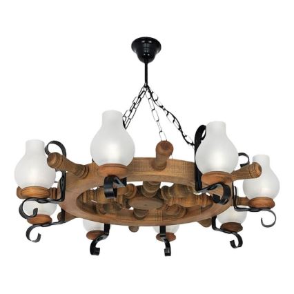 Brilagi - Suspension chaîne TIMONA 8xE14/40W/230V hêtre