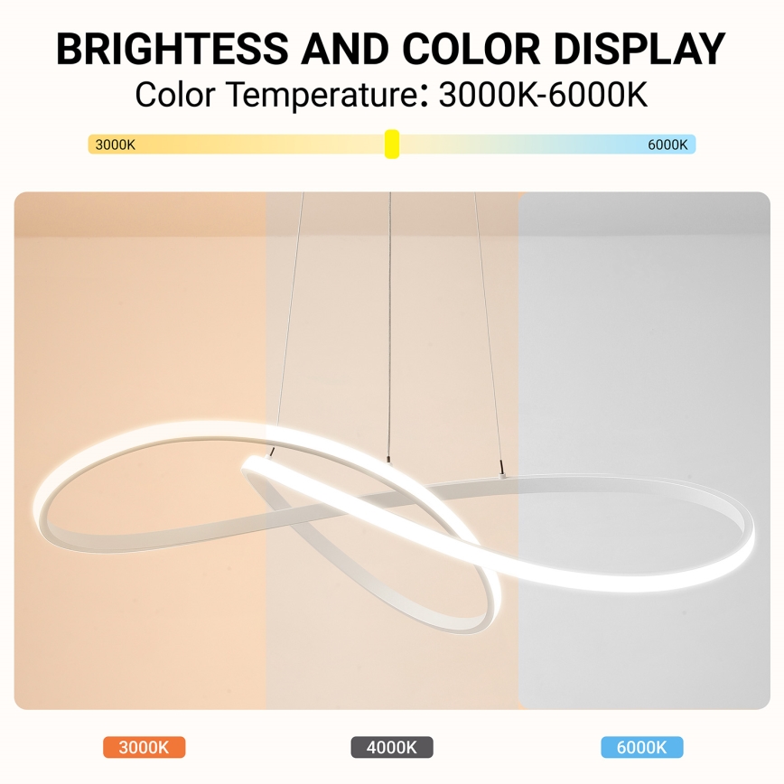 Brilagi - suspension LED dimmable sur câble INFINITY LED/80W/230V 3000-6000K 80x80 cm blanche + télécommande