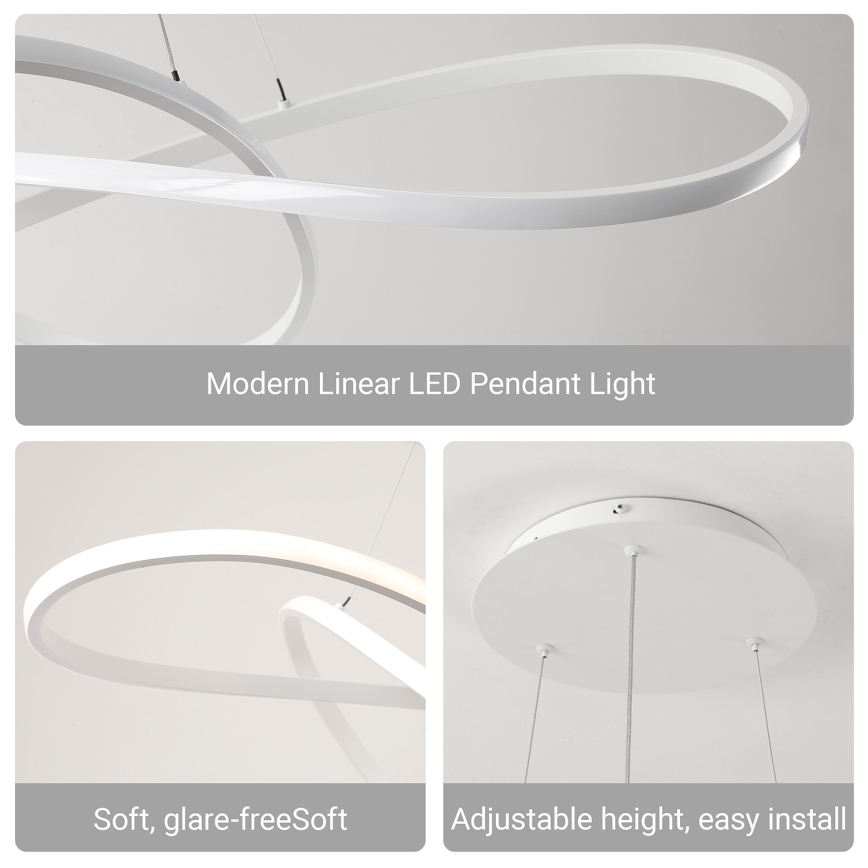 Brilagi - suspension LED dimmable sur câble INFINITY LED/80W/230V 3000-6000K 80x80 cm blanche + télécommande