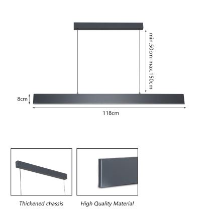 Brilagi - Suspension filaire à intensité variable SLIMLINE LED/40W/230V 3000-6000K anthracite + Télécommande