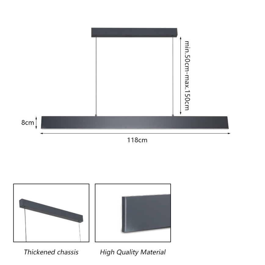 Brilagi - Suspension filaire à intensité variable SLIMLINE LED/40W/230V 3000-6000K anthracite + Télécommande