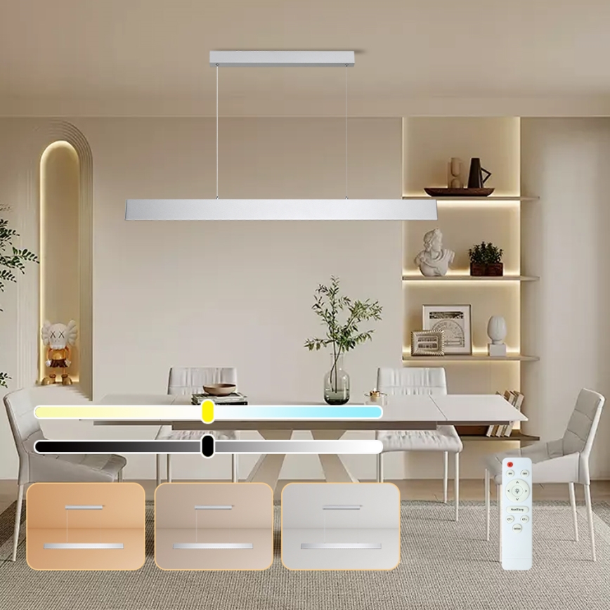 Brilagi - Suspension filaire à intensité variable SLIMLINE LED/40W/230V 3000-6000K argent + télécommande