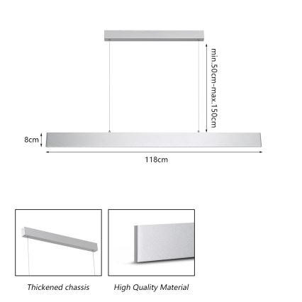 Brilagi - Suspension filaire à intensité variable SLIMLINE LED/40W/230V 3000-6000K argent + télécommande