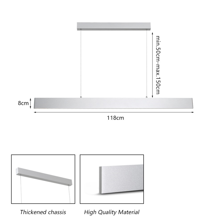 Brilagi - Suspension filaire à intensité variable SLIMLINE LED/40W/230V 3000-6000K argent + télécommande