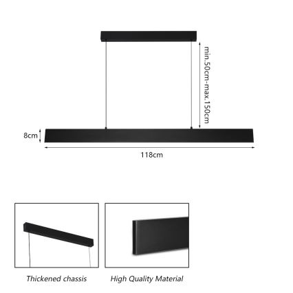 Brilagi - Suspension filaire à intensité variable SLIMLINE LED/40W/230V 3000-6000K noir + Télécommande