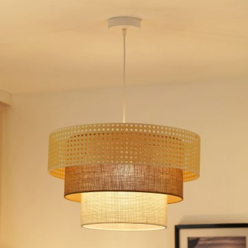 Brilagi - Suspension filaire CEDAR LUNETA 1xE27/15W/230V d. 45 cm rotin/marron/crème
