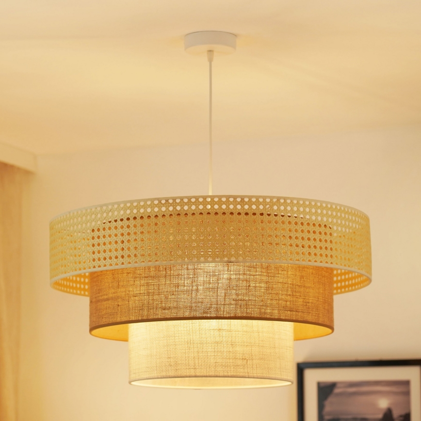 Brilagi - Suspension filaire CEDAR LUNETA 1xE27/15W/230V d. 60 cm rotin/marron/crème