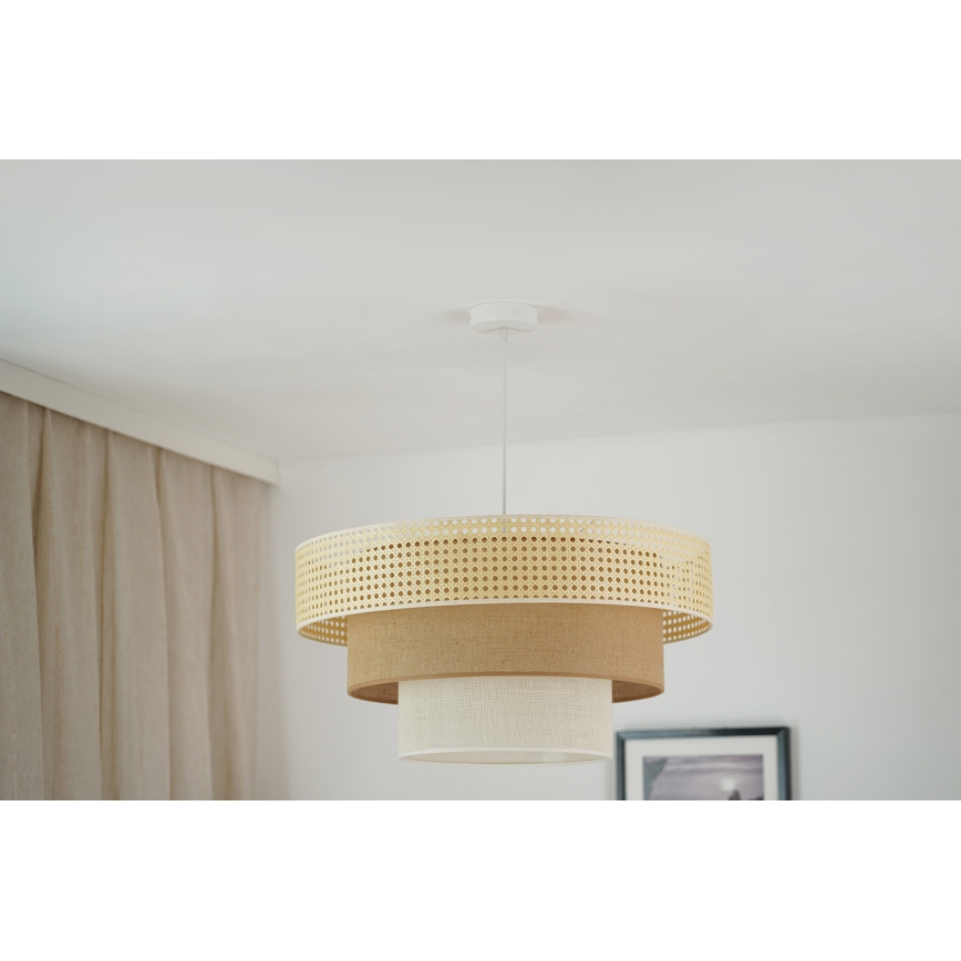 Brilagi - Suspension filaire CEDAR LUNETA 1xE27/15W/230V d. 60 cm rotin/marron/crème