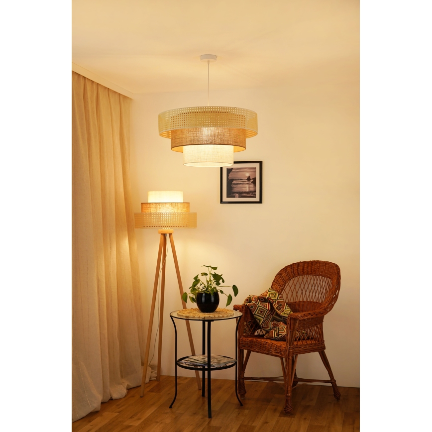 Brilagi - Suspension filaire CEDAR LUNETA 1xE27/15W/230V d. 60 cm rotin/marron/crème