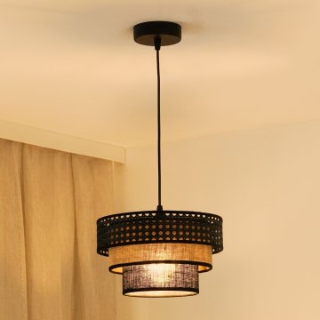Brilagi - Suspension filaire DAKOTA LUNETA 1xE27/15W/230V d. 25 cm noir/rotin