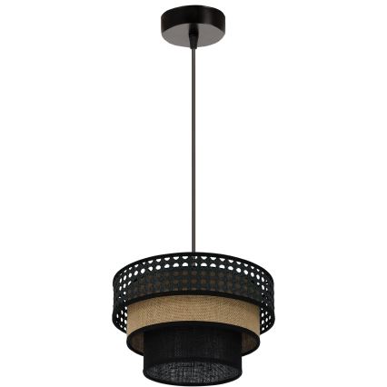 Brilagi - Suspension filaire DAKOTA LUNETA 1xE27/15W/230V d. 25 cm noir/rotin