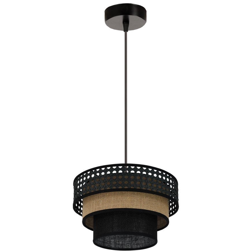 Brilagi - Suspension filaire DAKOTA LUNETA 1xE27/15W/230V d. 25 cm noir/rotin