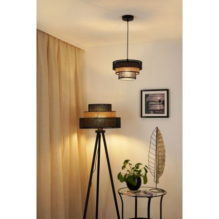 Brilagi - Suspension filaire DAKOTA LUNETA 1xE27/15W/230V d. 25 cm noir/rotin