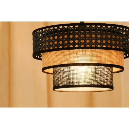 Brilagi - Suspension filaire DAKOTA LUNETA 1xE27/15W/230V d. 25 cm noir/rotin