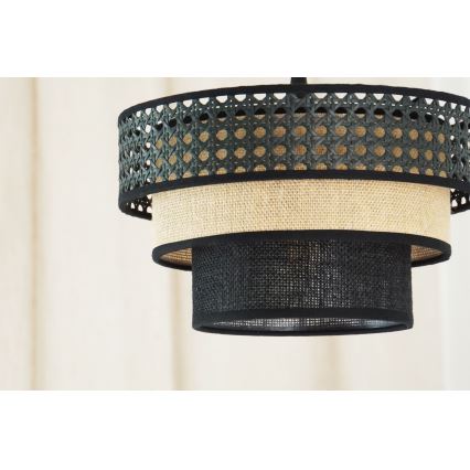 Brilagi - Suspension filaire DAKOTA LUNETA 1xE27/15W/230V d. 25 cm noir/rotin