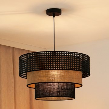 Brilagi - Suspension filaire DAKOTA LUNETA 1xE27/15W/230V d. 45 cm noir/rotin