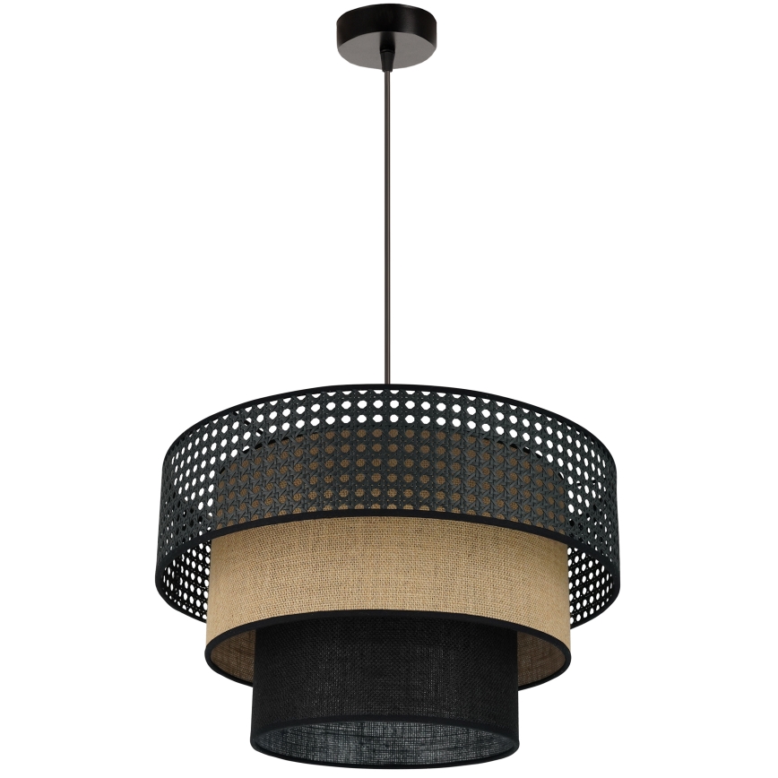 Brilagi - Suspension filaire DAKOTA LUNETA 1xE27/15W/230V d. 45 cm noir/rotin