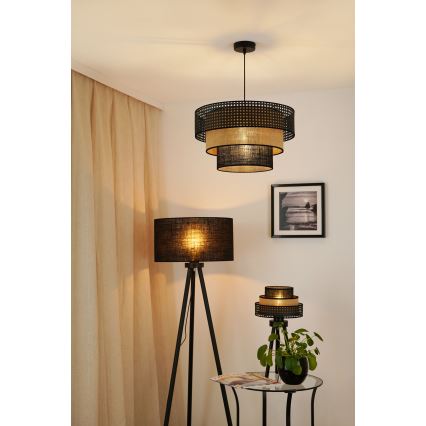 Brilagi - Suspension filaire DAKOTA LUNETA 1xE27/15W/230V d. 45 cm noir/rotin