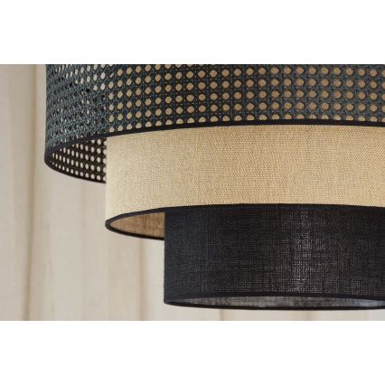 Brilagi - Suspension filaire DAKOTA LUNETA 1xE27/15W/230V d. 45 cm noir/rotin