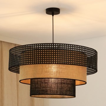 Brilagi - Suspension filaire DAKOTA LUNETA 1xE27/15W/230V d. 60 cm noir/rotin