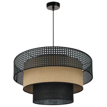 Brilagi - Suspension filaire DAKOTA LUNETA 1xE27/15W/230V d. 60 cm noir/rotin