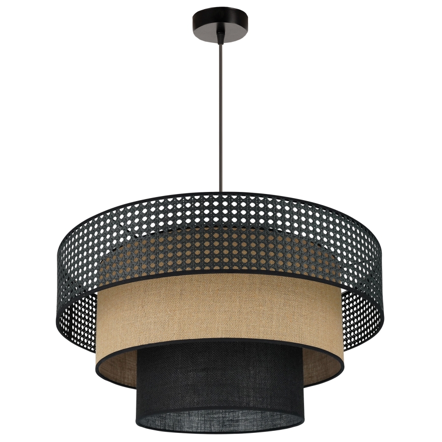 Brilagi - Suspension filaire DAKOTA LUNETA 1xE27/15W/230V d. 60 cm noir/rotin