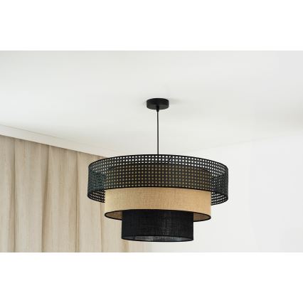 Brilagi - Suspension filaire DAKOTA LUNETA 1xE27/15W/230V d. 60 cm noir/rotin