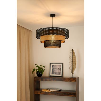 Brilagi - Suspension filaire DAKOTA LUNETA 1xE27/15W/230V d. 60 cm noir/rotin