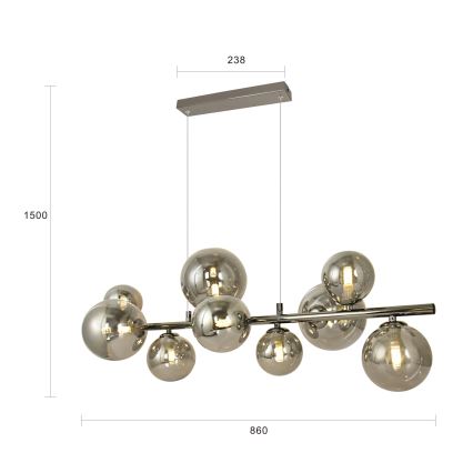Brilagi - Suspension filaire LED MILLA 10xG9/3W/230V chrome brillant/fumé