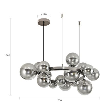 Brilagi - Suspension filaire LED MILLA 15xG9/3W/230V chrome brillant/fumé
