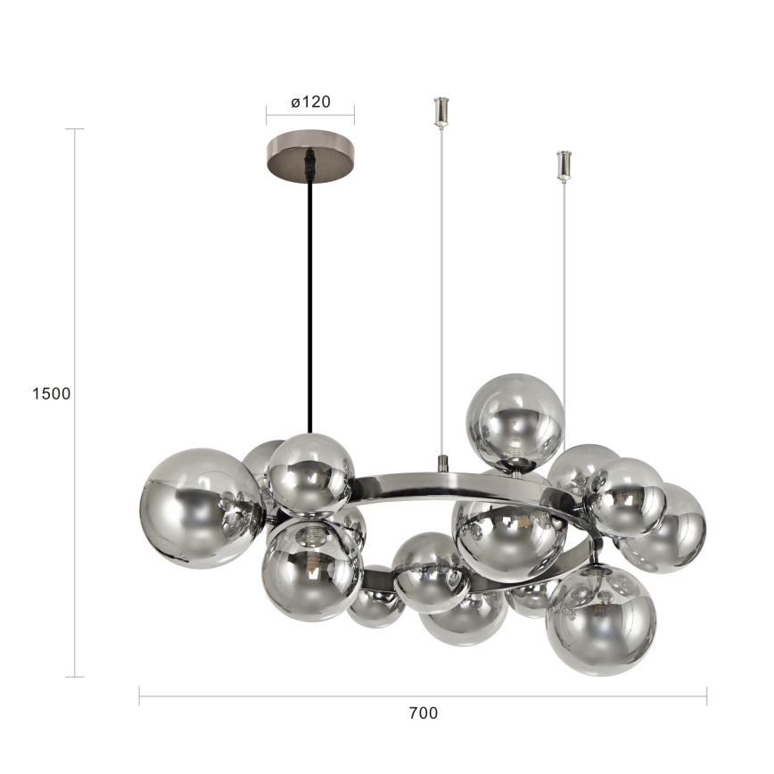 Brilagi - Suspension filaire LED MILLA 15xG9/3W/230V chrome brillant/fumé