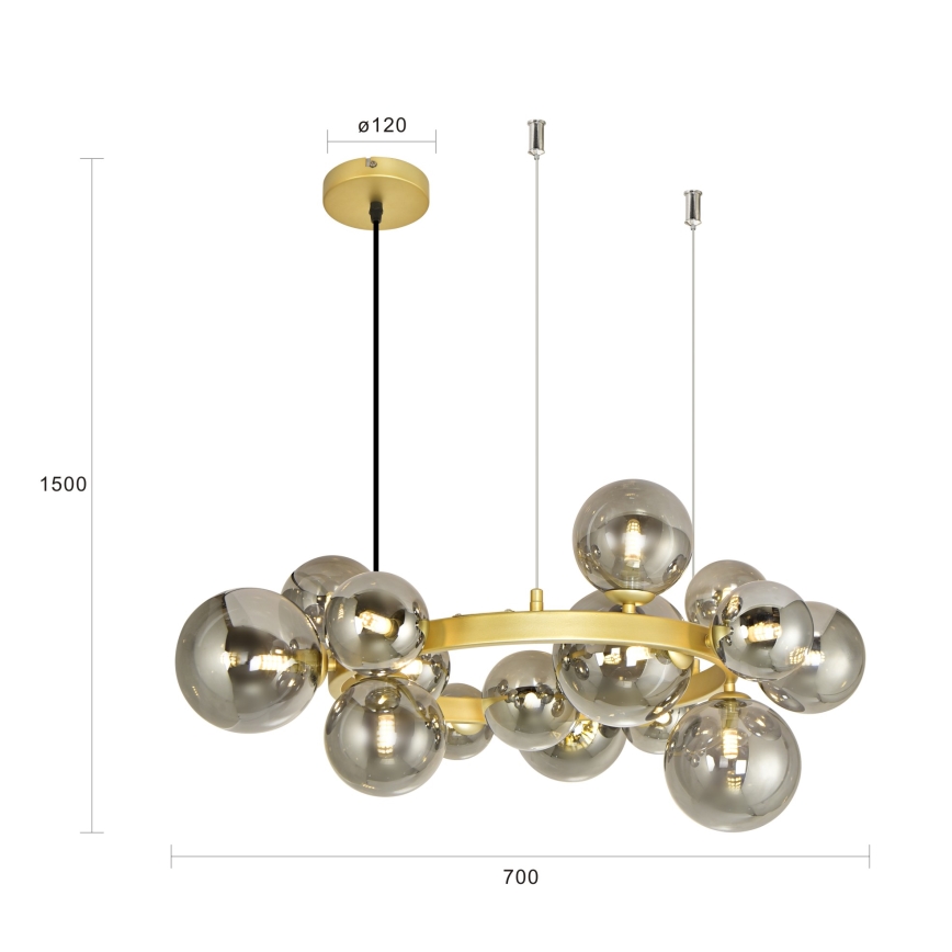 Brilagi - Suspension filaire LED MILLA 15xG9/3W/230V doré/fumé