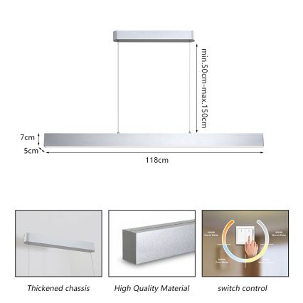 Brilagi - Suspension filaire SLEEKLINE LED/40W/230V 3000/4500/6000K argent