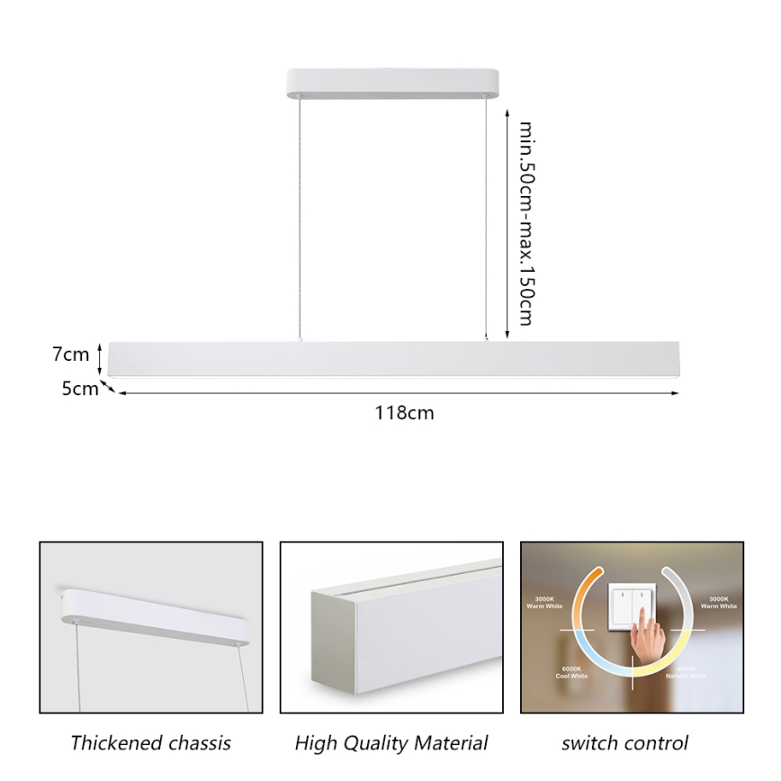 Brilagi - Suspension filaire SLEEKLINE LED/40W/230V 3000/4500/6000K blanc