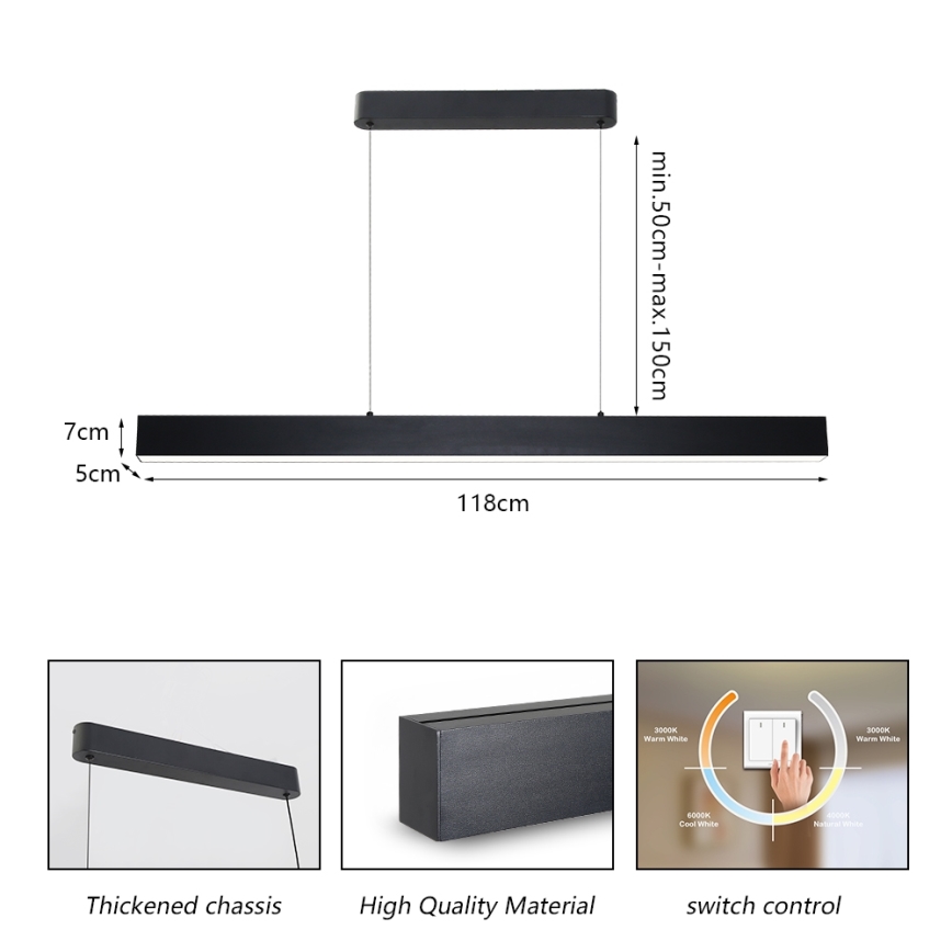 Brilagi - Suspension filaire SLEEKLINE LED/40W/230V 3000/4500/6000K noir