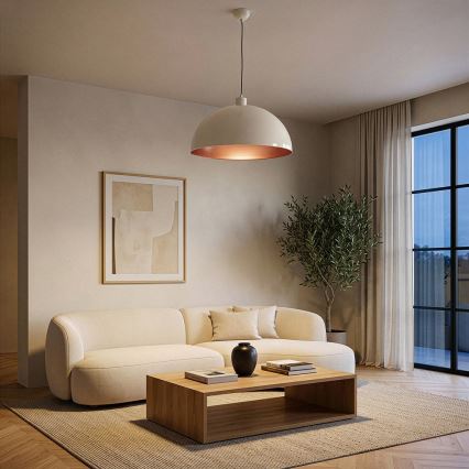Brilagi - Suspension LED à câble METALO 1xE27/40W/230V Ø 40 cm beige/cuivré