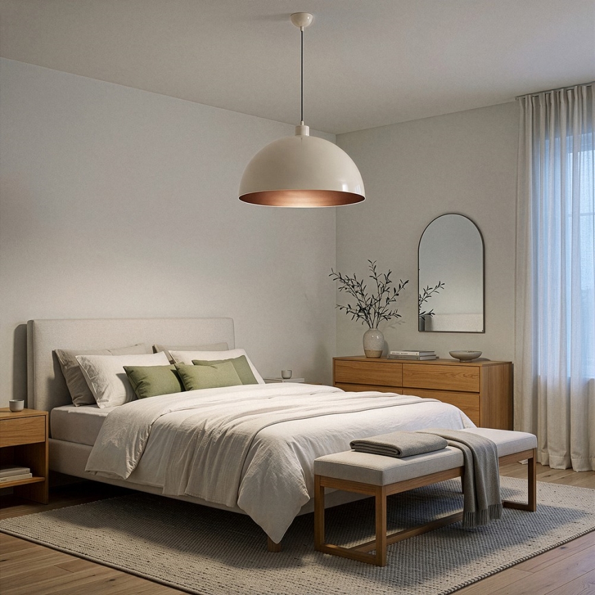 Brilagi - Suspension LED à câble METALO 1xE27/40W/230V Ø 40 cm beige/cuivré