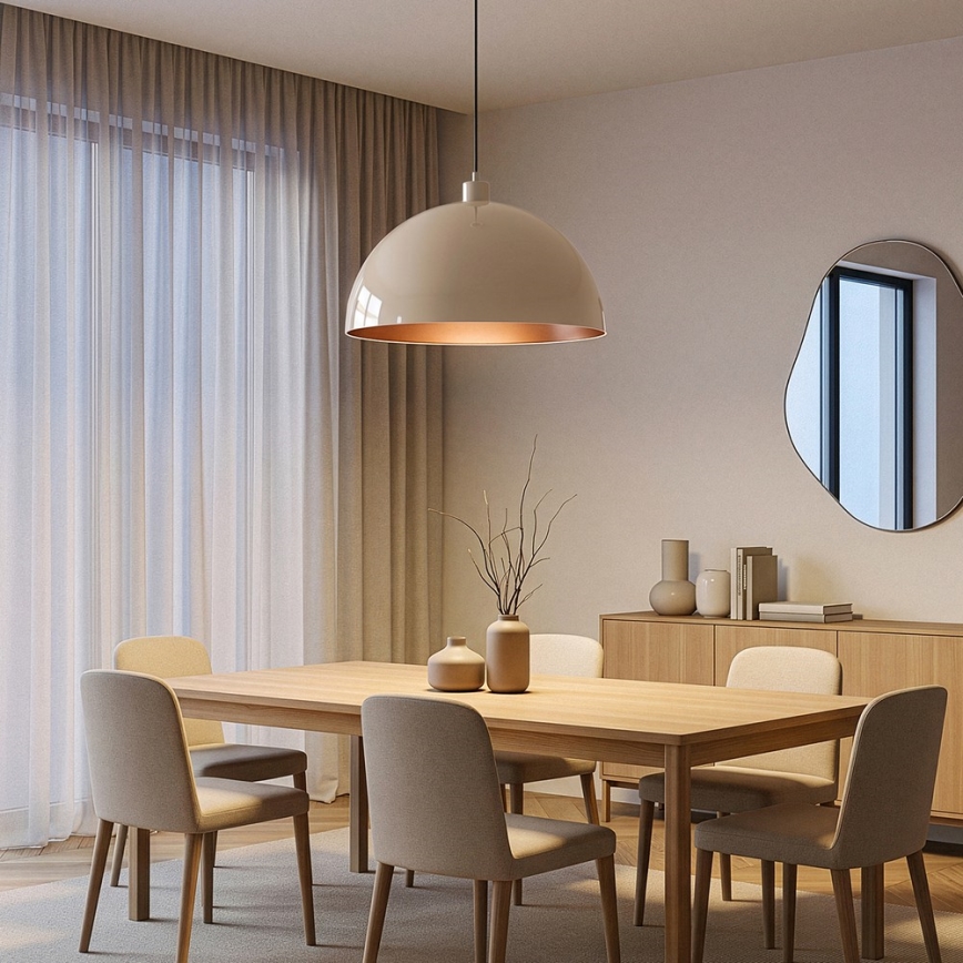 Brilagi - Suspension LED à câble METALO 1xE27/40W/230V Ø 40 cm beige/cuivré