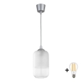 Brilagi - Suspension LED à câble RETRO GLASS 1xE27/60W/230V Ø 14 cm argenté/blanc