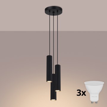 Brilagi - Suspension LED CRESTO sur câble, 3x GU10/10W/230V, noir