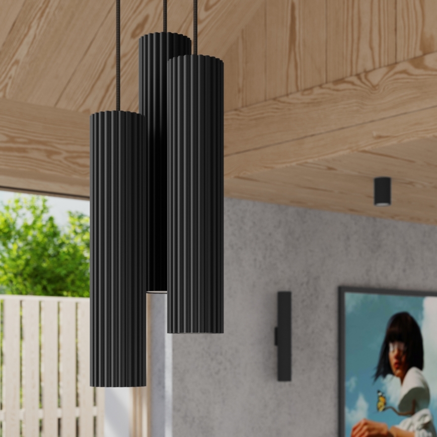 Brilagi - Suspension LED CRESTO sur câble, 3x GU10/10W/230V, noir