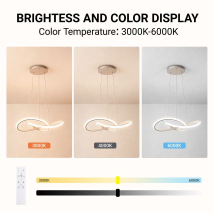 Brilagi - Suspension LED dimmable sur câble INFINITY LED/55W/230V 3000-6000K 50 x 50 cm beige + télécommande
