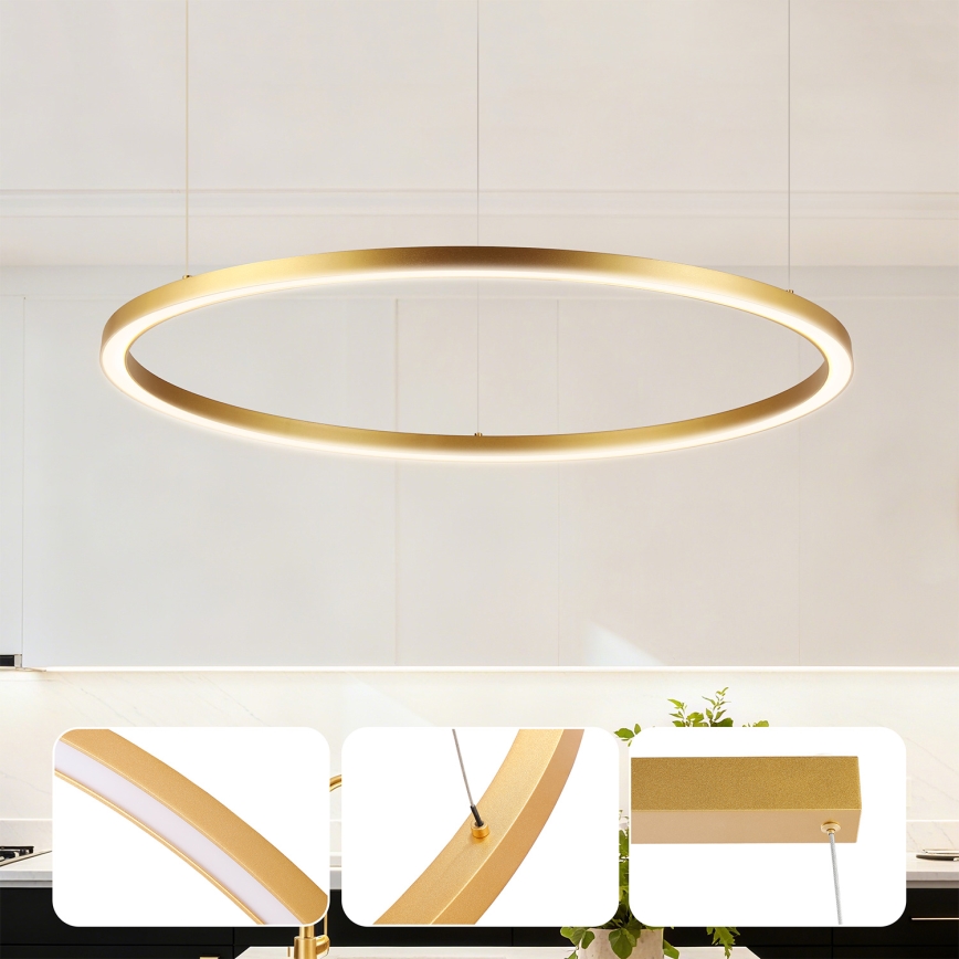 Brilagi - Lustre LED à intensité variable sur câble PORTOFINO LED/60W/230V 3000-6000K Ø 80 cm doré + télécommande