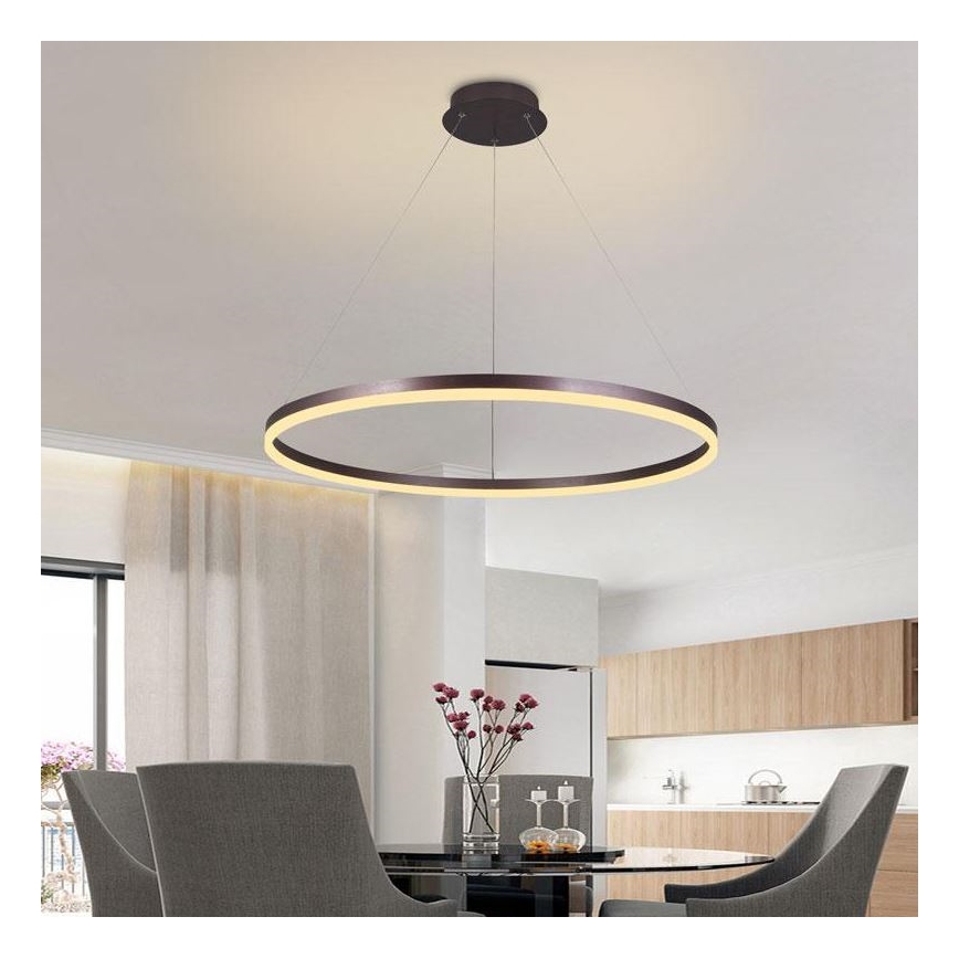 Brilagi - Suspension LED dimmable sur câble CIRCLE LED/55W/230V 3000-6500K Ø 80 cm marron + télécommande