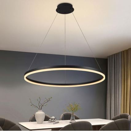 Brilagi - Suspension LED dimmable sur câble CIRCLE LED/55W/230V 3000-6500K Ø 80 cm noire + télécommande