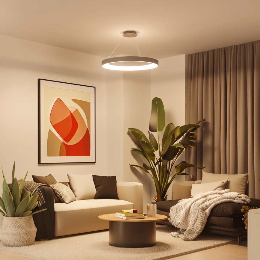 BRILAGI - Lustre LED dimmable sur câble FALCON II LED/108W/230V 3000-6500K Ø 80 cm beige + télécommande