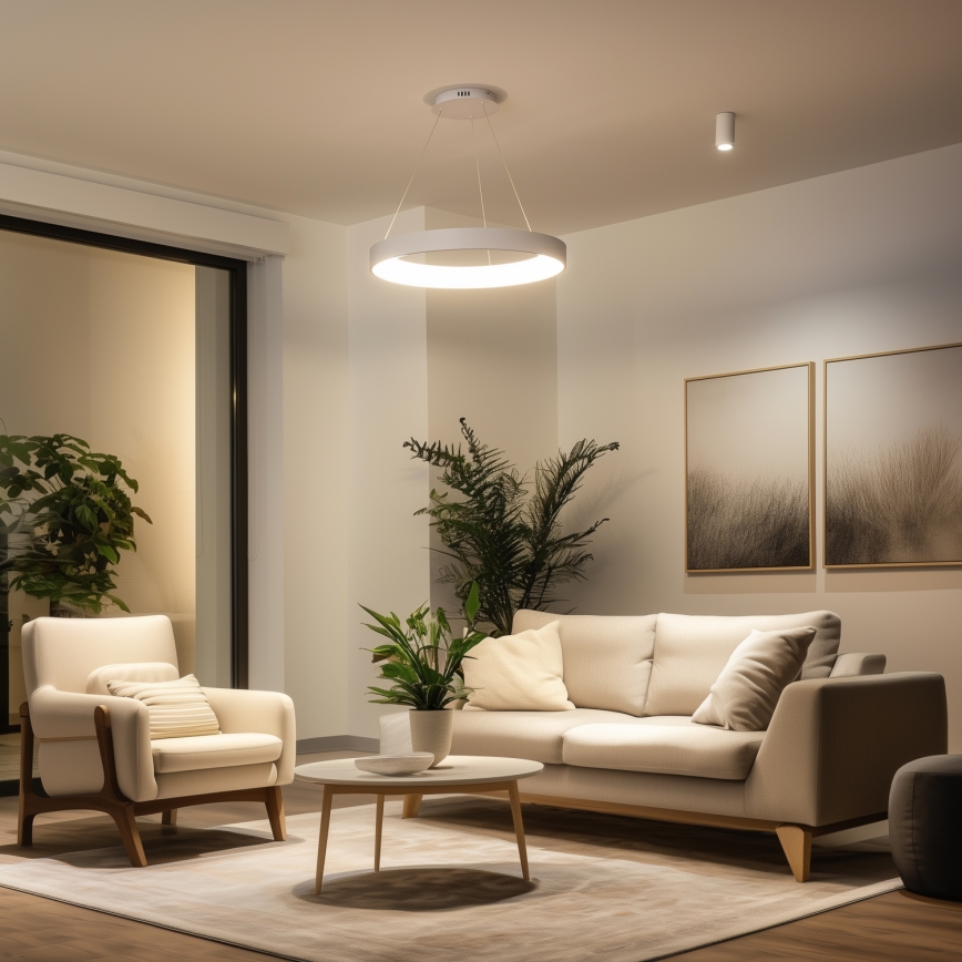 Brilagi - Suspension LED dimmable sur câble FALCON II LED/99W/230V 3000-6500K Ø 60 cm blanc + télécommande