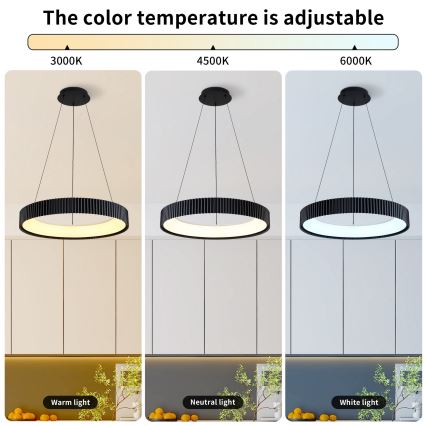 Brilagi - Suspension LED dimmable sur câble FALCON MODERN LED/54W/230V 3000-6500K Ø 60 cm noire + télécommande